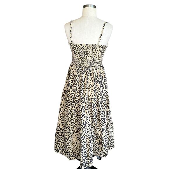 FAITHFULL THE BRAND Tan Leopard Animal Print Midi Dress Women's Size Small - Picture 5 of 10